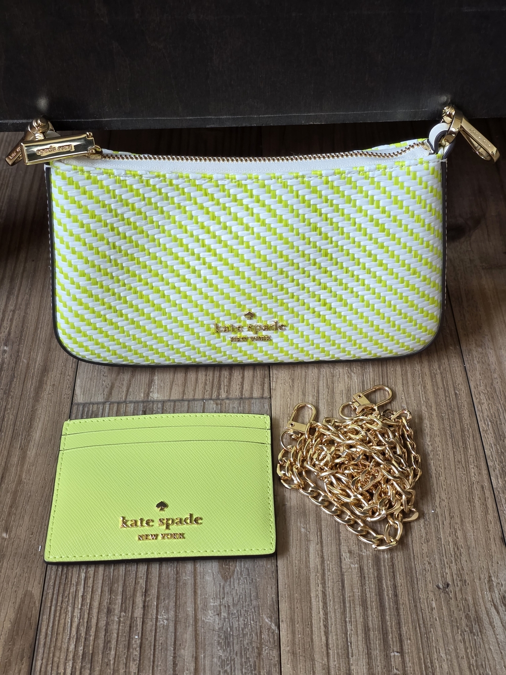 Kate Spade Duet Straw Crossbody in Lime Slushy Multi w/ Cardholder